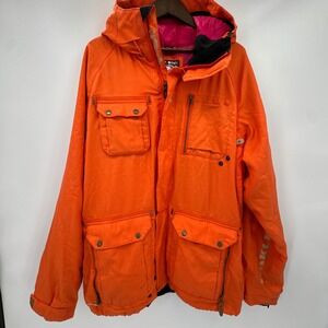 Oakley Battalion Ski 2 in 1 Jacket Mens XL Orange Hooded Snowboard Loose Fit